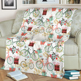 Bicycle Pattern Print Design 05 Premium Blanket