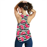 Watercolor paint textured watermelon pieces Women Racerback Tank Top