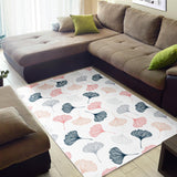 Black Gray Cream Coral Ginkgo Leaves Pattern Area Rug