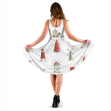 Windmill Design Pattern Sleeveless Midi Dress