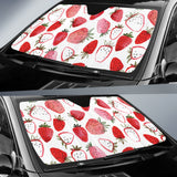 Watercolor Hand Drawn Beautiful Strawberry Pattern Car Sun Shade
