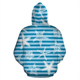 Starfish Blue Blackground Zip Up Hoodie