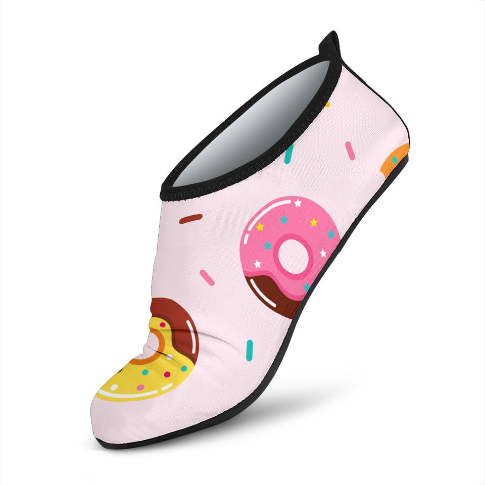 Donut Pattern Glaze Pink Background Aqua Shoes