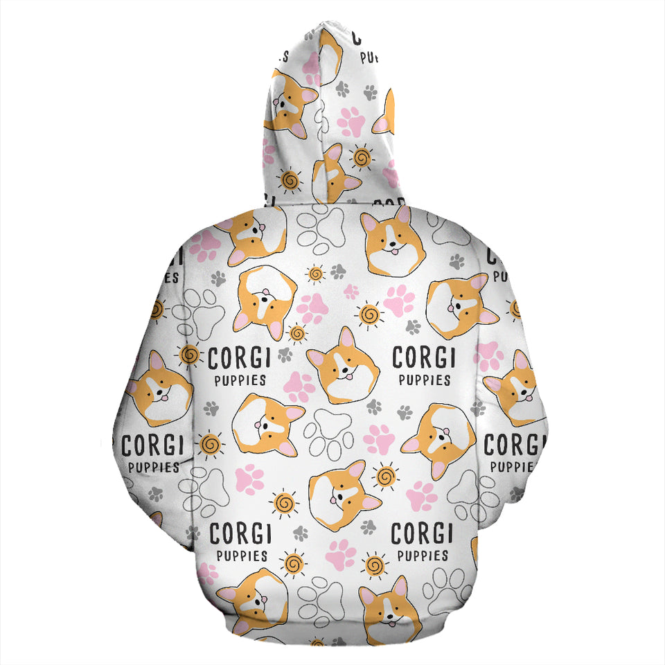 Corgi Dog Pattern Zip Up Hoodie
