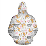 Corgi Dog Pattern Zip Up Hoodie
