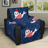 Cute sea lion seal christmas hat candy cane heart pattern Recliner Cover Protector