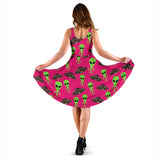 Alien Pattern Print Design 03 Sleeveless Midi Dress