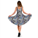 Skate Board Pattern Print Design 03 Sleeveless Midi Dress