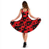 Casino Cards Suits Pattern Print Design 02 Sleeveless Midi Dress