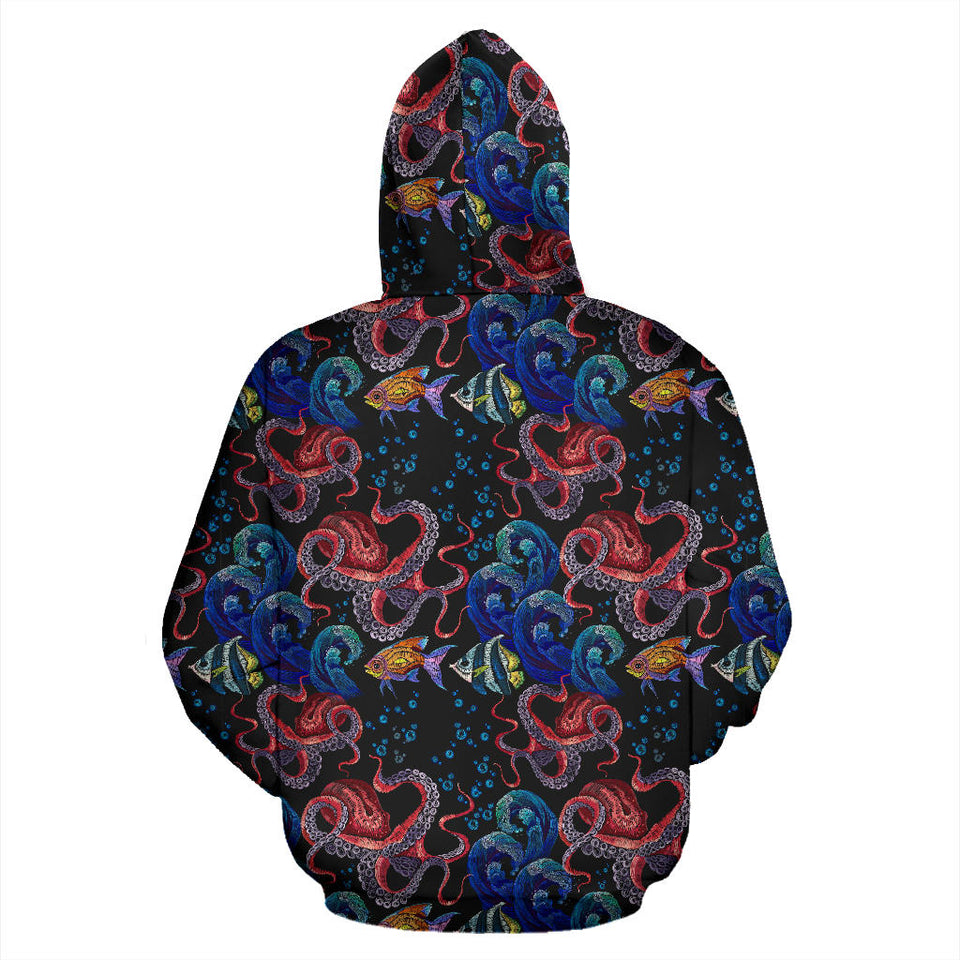 Octopus Sea Wave Tropical Fishe Pattern Men Women Pullover Hoodie