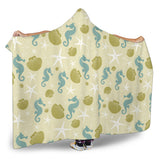 Seahorse Shell Starfish Pattern Background Hooded Blanket