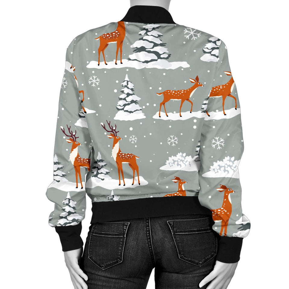 Beautiful Deers Winter Christmas Women'S Bomber Jacket
