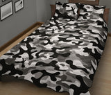 Black white camo camouflage pattern Quilt Bed Set
