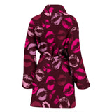 Lips Pattern Print Design 03 Women's Bathrobe