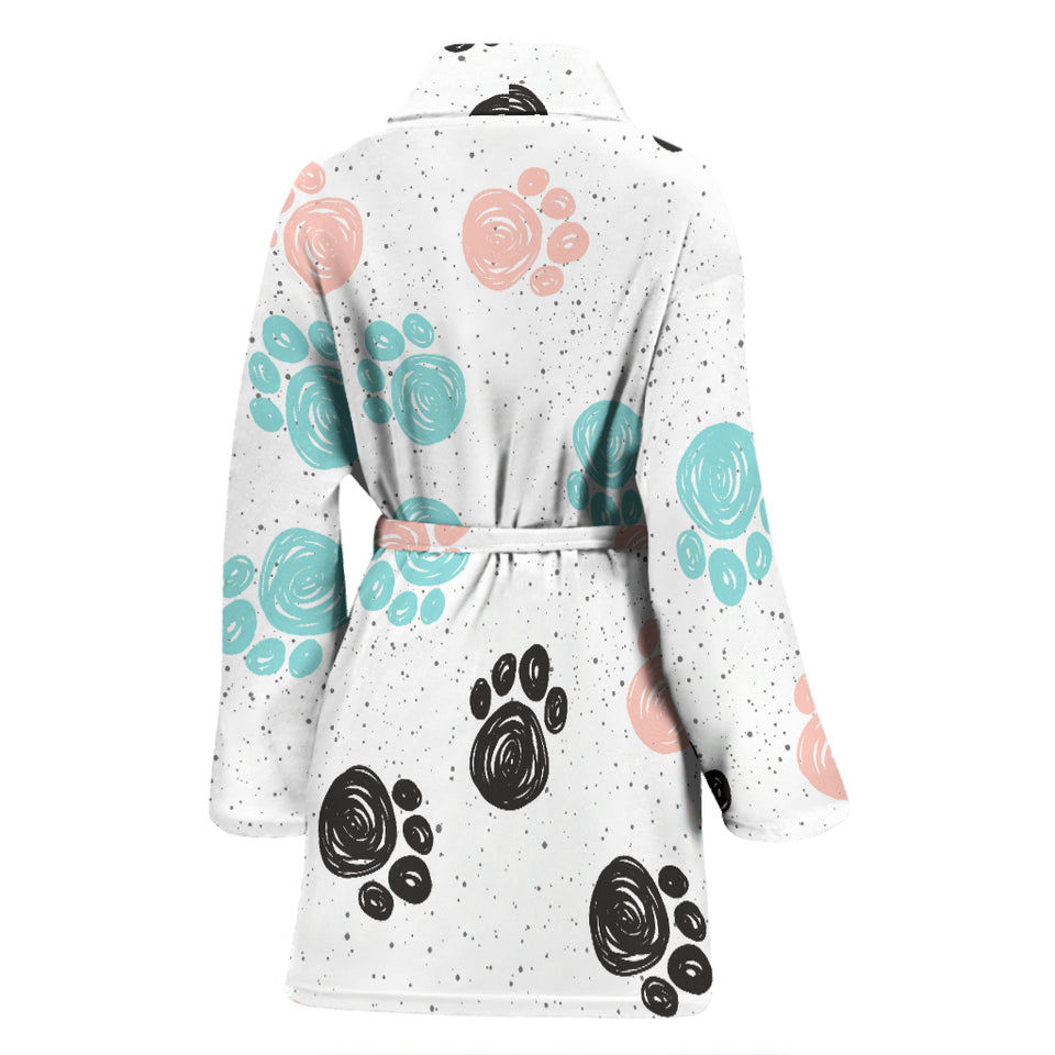 Dog Paws Pattern Print Design 04 Women's Bathrobe