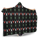 Deer Christmas New Year Pattern Argyle Hooded Blanket