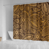 Cocoa Beans Tribal Polynesian Pattern Background Shower Curtain Fulfilled In US