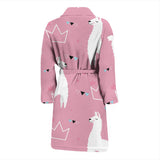 Llama Alpaca Pink Background Men'S Bathrobe