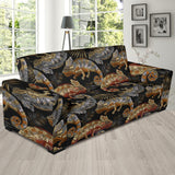 Chameleon Lizard Tropical Leaves Palm Tree Sofa Slipcover