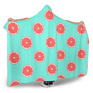 Grapefruit Green Background Hooded Blanket