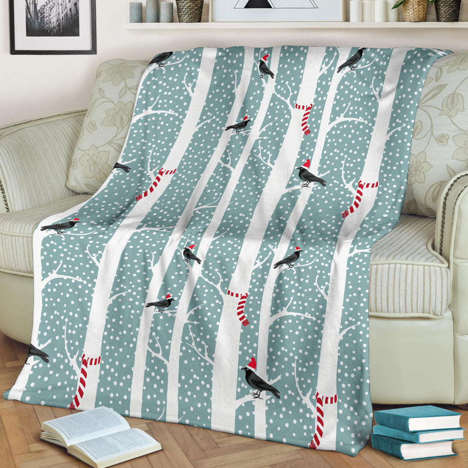 Crows Christmas Hat Scarf Premium Blanket