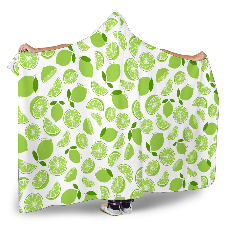Lime Design Pattern Hooded Blanket