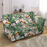 Toucan Tropical Green Jungle Palm Pattern Loveseat Couch Slipcover