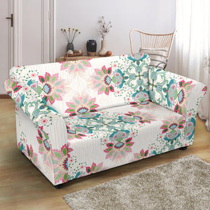 Square Floral Indian Flower Pattern Loveseat Couch Slipcover