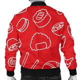 Sushi Pattern Red Background Men'S Bomber Jacket