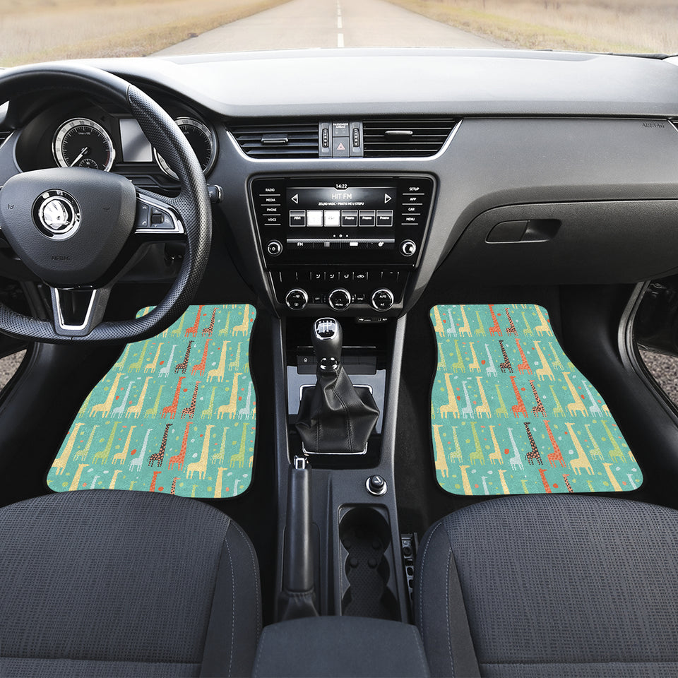 Giraffe Pattern Print Design 01 Front and Back Car Mats