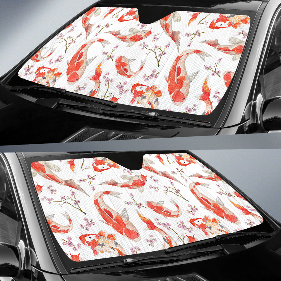 Watercolor Koi Fish Carp Fish Pattern Car Sun Shade