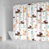 Cute Chihuahua Puppie Pattern Shower Curtain Fulfilled In US