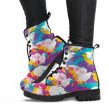 Colorful Crow Illustration Pattern Leather Boots