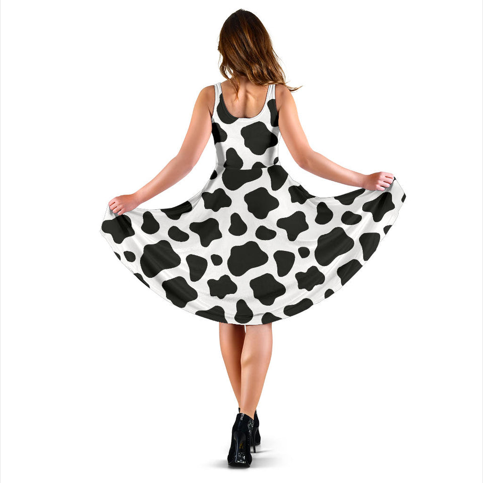 Cow Skin Pattern Sleeveless Midi Dress