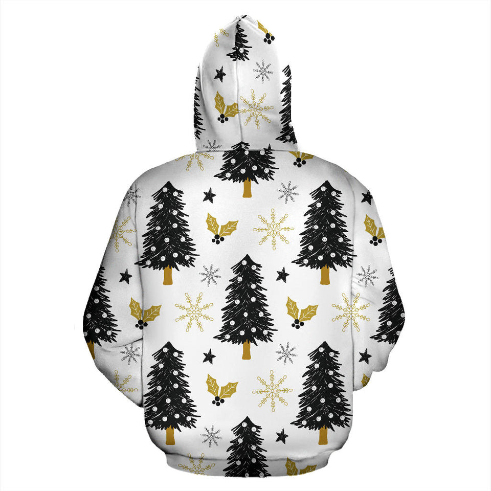 Christmas Tree Holly Snow Star Pattern Men Women Pullover Hoodie