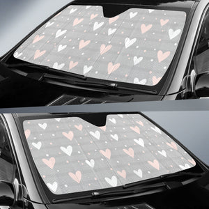 Heart Pattern Gray Background Car Sun Shade
