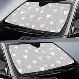 Heart Pattern Gray Background Car Sun Shade