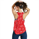 sushi pattern red background Women Racerback Tank Top