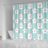 Maneki Neko Lucky Cat Sakura Shower Curtain Fulfilled In US