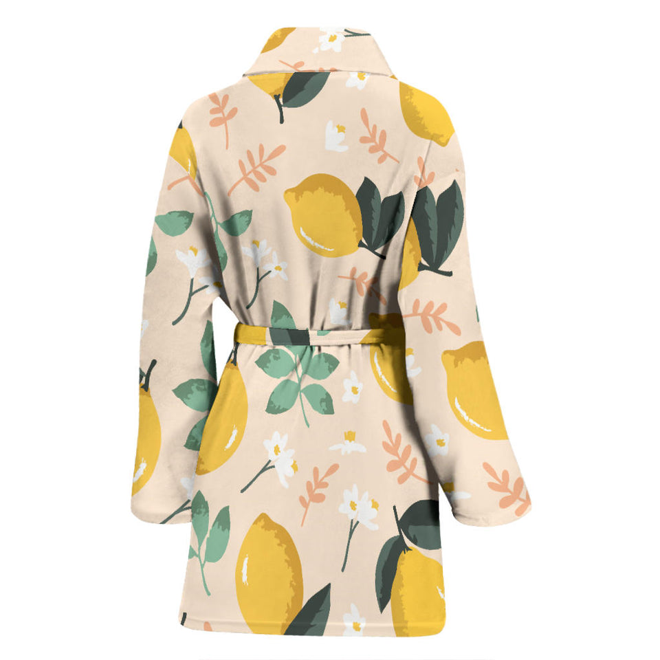 Lemon Flower Leave Pattern Women'S Bathrobe