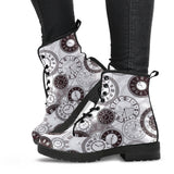 Classic Vintage Clock Pattern Leather Boots