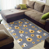 Cute Hamster Sunflower Pattern Background Area Rug
