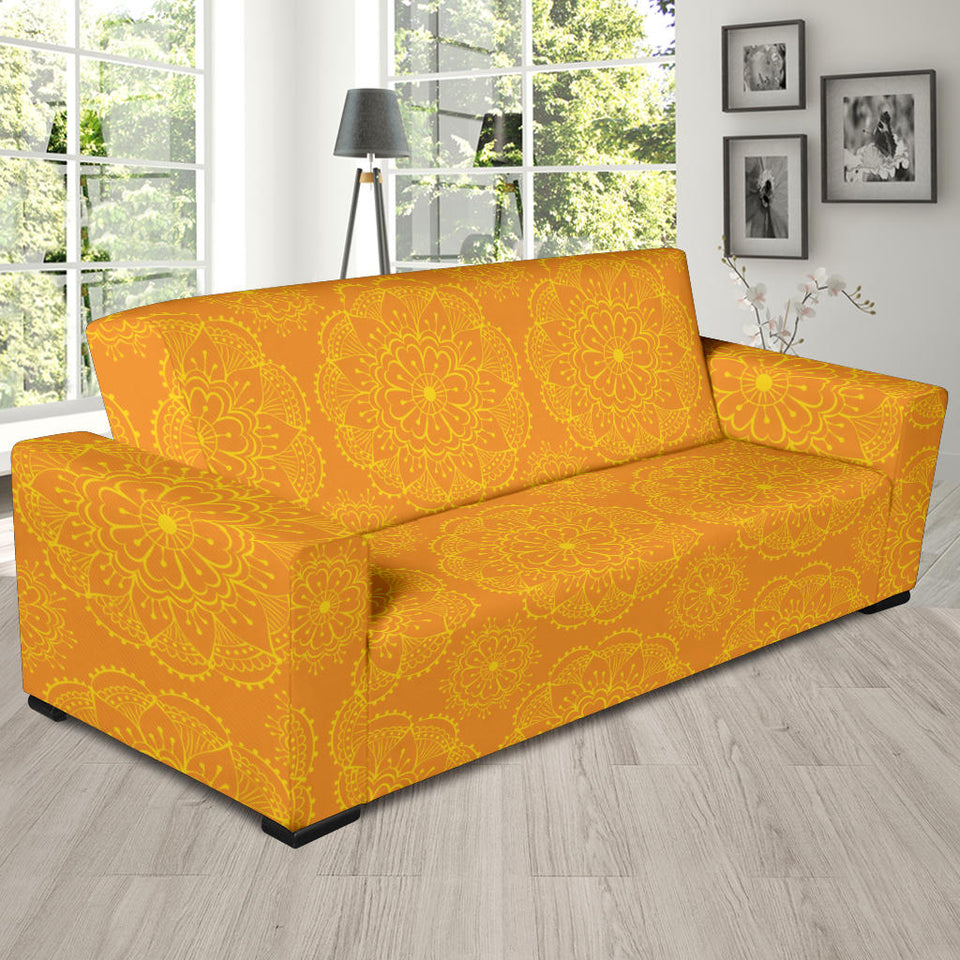 Orange Traditional Indian Element Pattern Sofa Slipcover