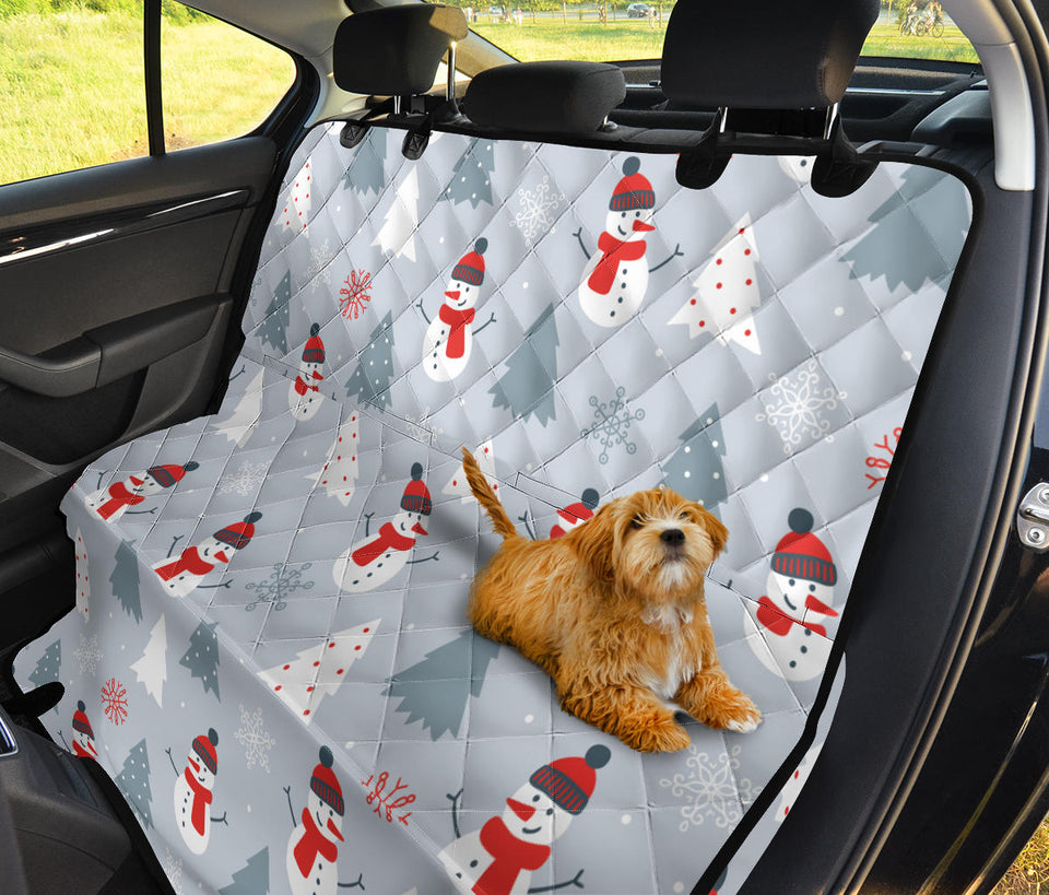 Snowman Christmas  Tree Snow Gray Background Dog Car Seat Covers