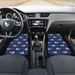 Cute Sea Lion Seal Christmas Hat Candy Cane Heart Pattern Front Car Mats