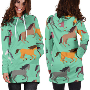 Colorful Horses Pattern Women'S Hoodie Dress
