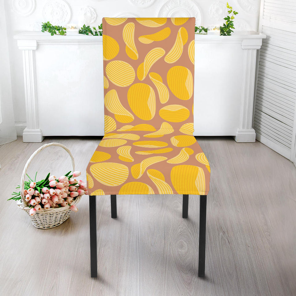 Potato Chips Pattern Print Design 01 Dining Chair Slipcover