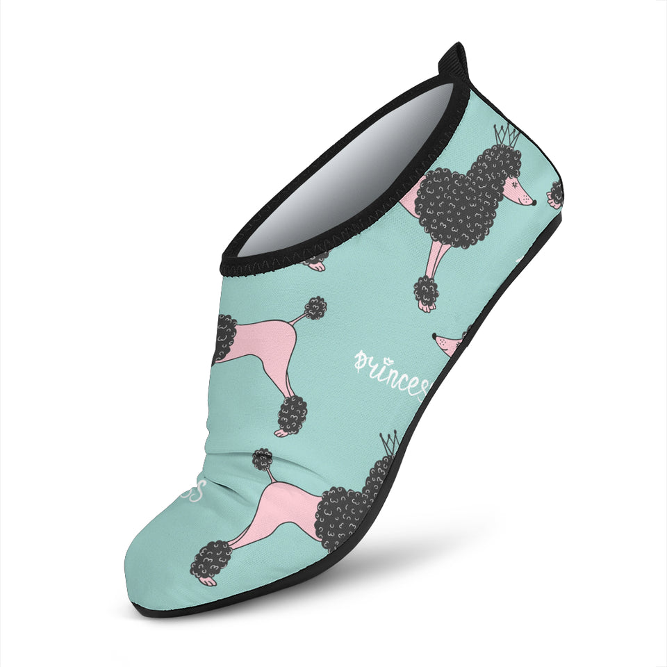 Poodle Dog Green Background Aqua Shoes