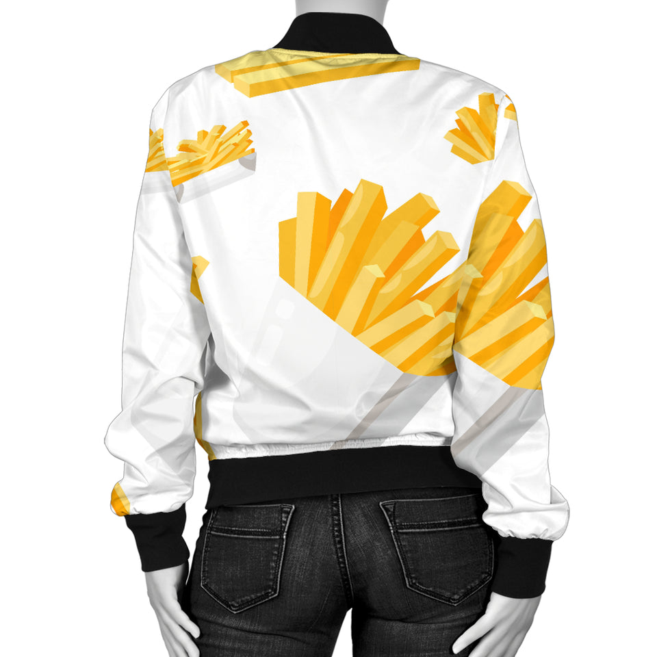 French Fries White Paper Box Pattern Women'S Bomber Jacket