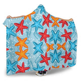 Blue Red Orange Starfish Pattern Hooded Blanket